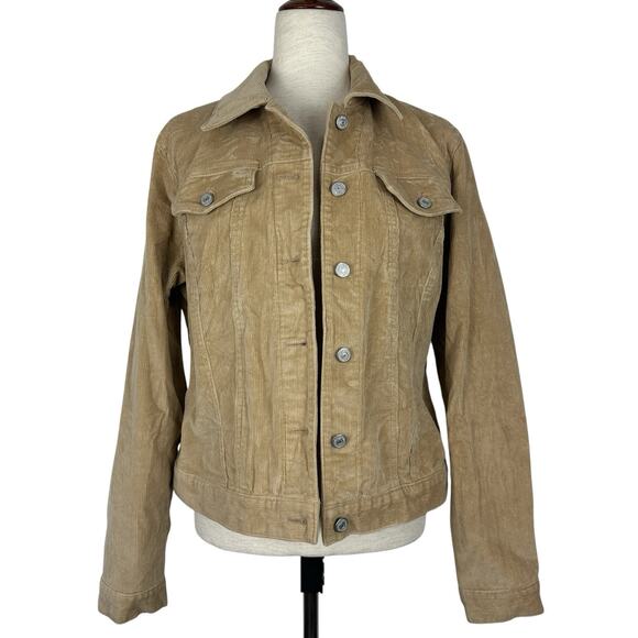 Vintage Gap Corduroy Jacket Women Large Tan Trucker Western Y2K Grunge - Picture 1 of 12